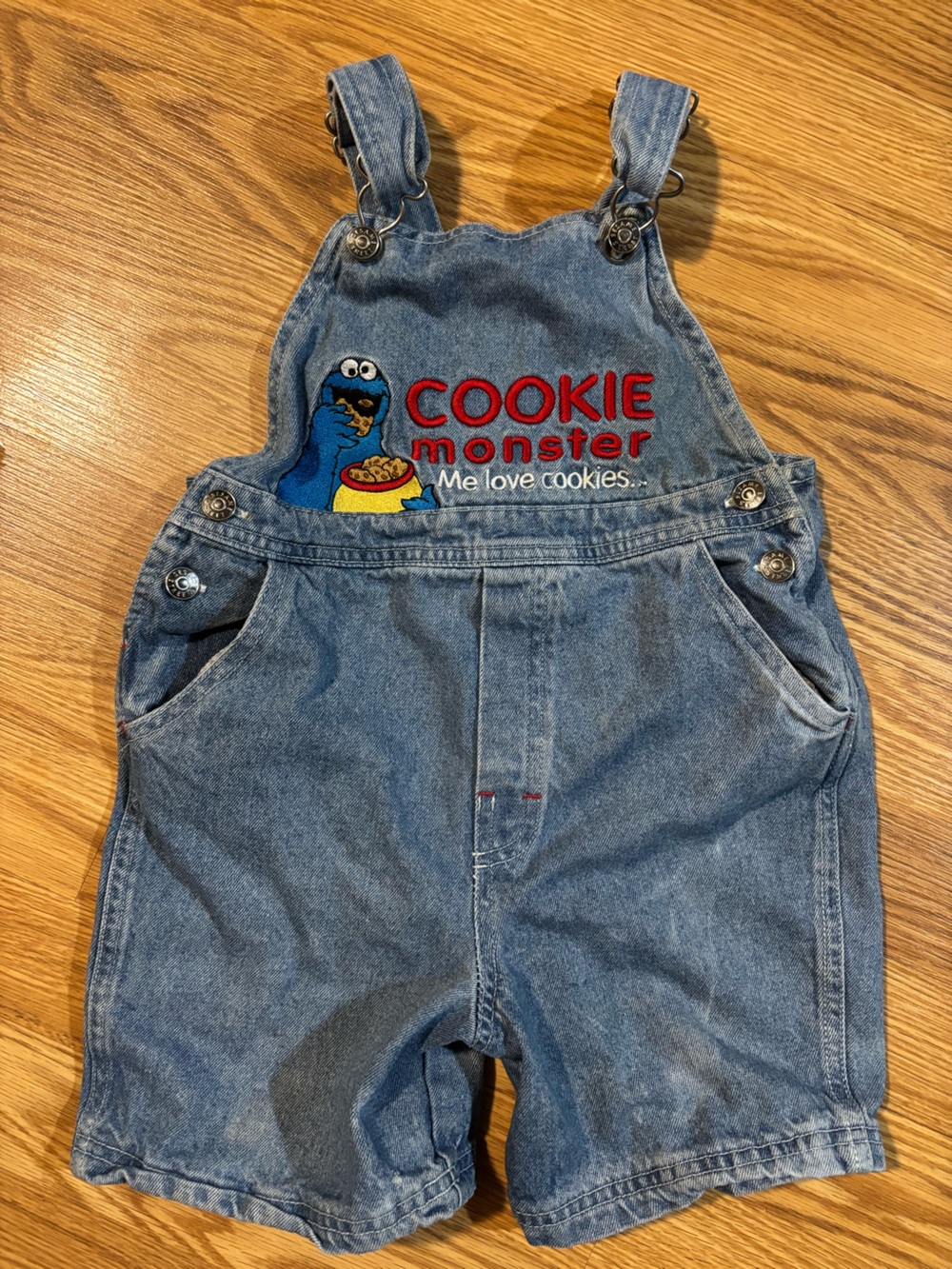 *RARE* Vintage Y2K Sesame Street Cookie Monster Light Blue Toddler Overalls